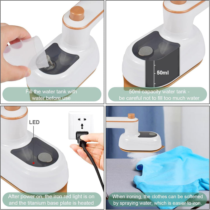 Mini Bügeleisen, Reise Bügeleisen, Tragbares Bügeleisen Klein, Handbügelmaschine, Hemdenbügler Reise
