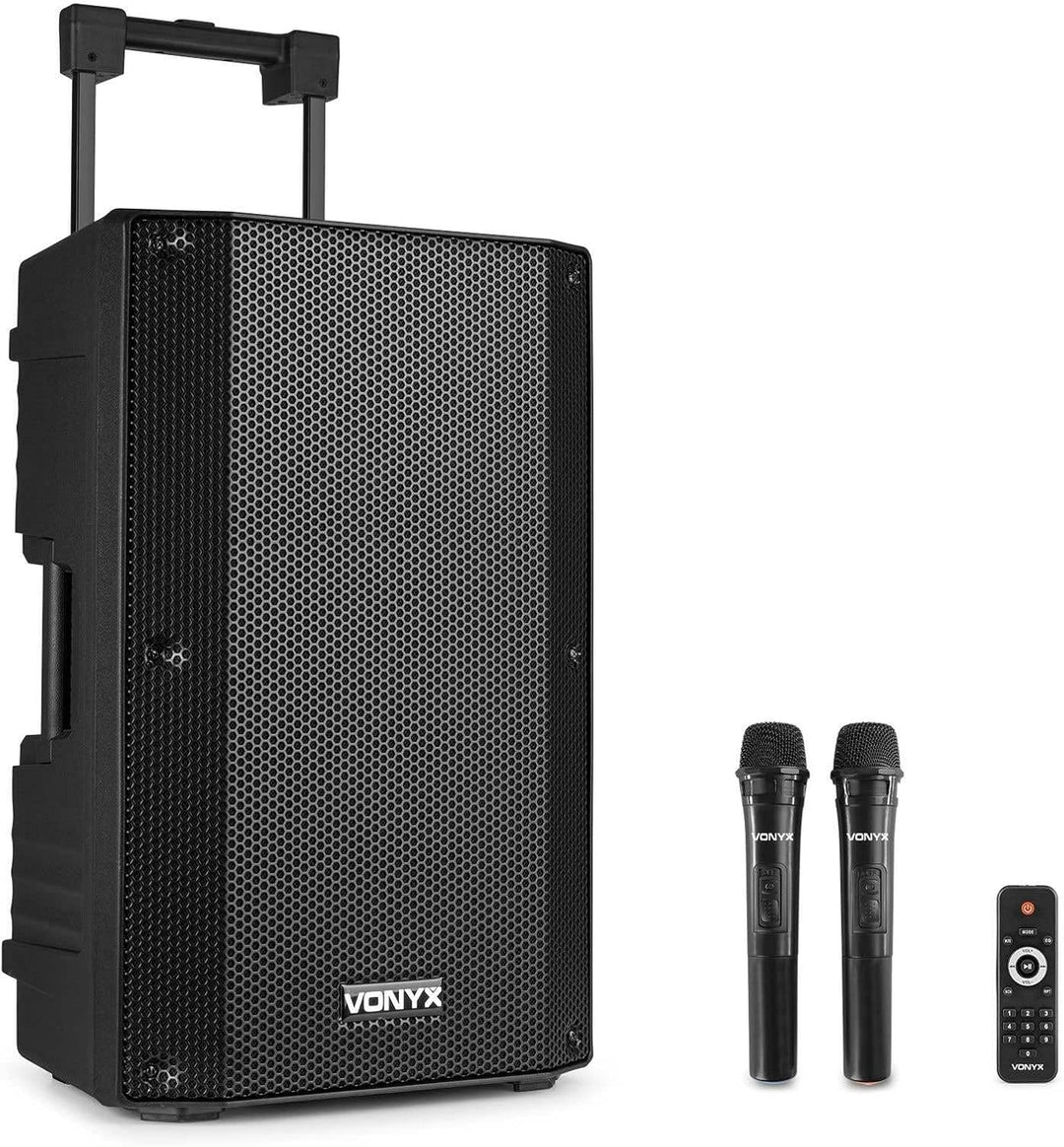 Vonyx VSA500 Partybox 800W Mobile PA Anlage Komplettset, Bluetooth Lautsprecher gross mit Akku, inkl