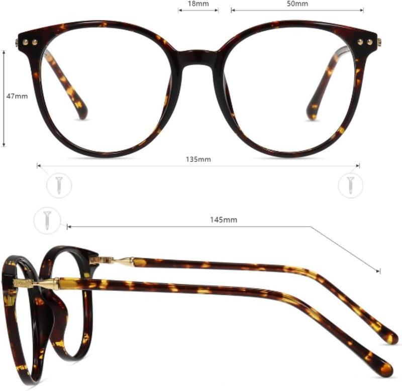Firmoo Blaulichtfilter Brille ohne Sehstärke für Damen Herren Runde Computerbrille gegen Kopfschmerz