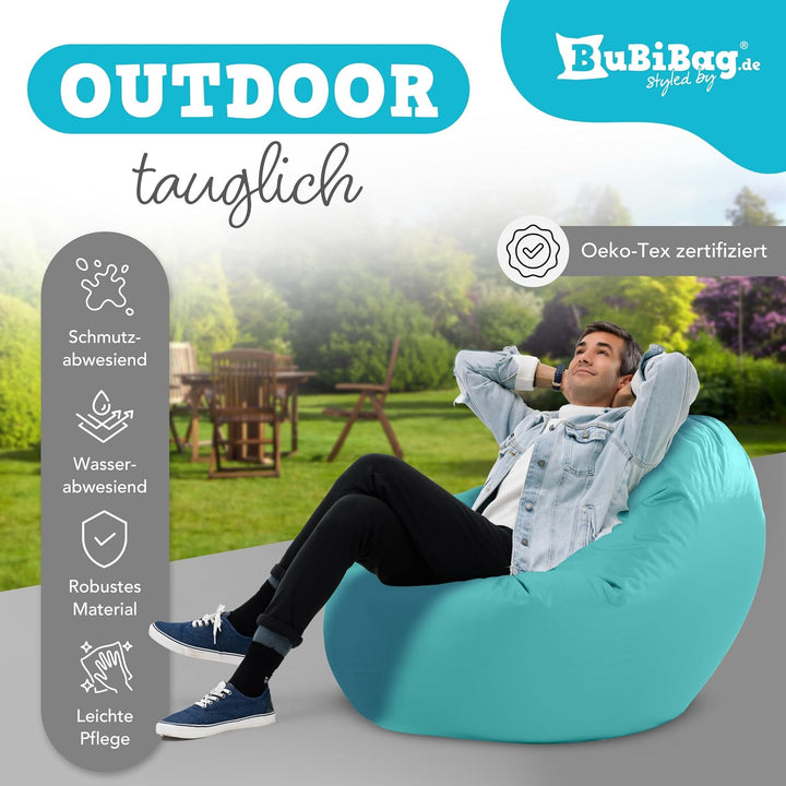 BuBiBag 2in1 Sitzsack L - XXL mit Füllung für Kinder &amp; Erwachsene, Gaming Beanbag &amp; Bodenkissen für