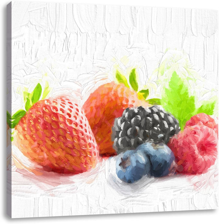 Pixxprint Frisches Obst als Leinwandbild | Grösse: 70x70 cm | Wandbild| Kunstdruck | fertig bespannt