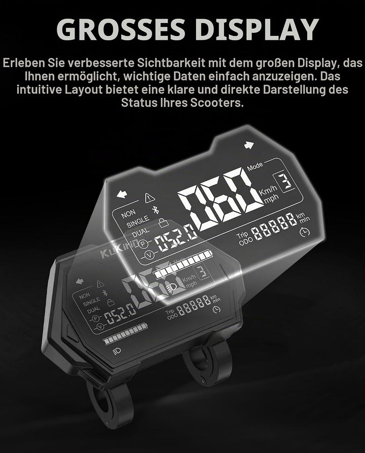 Bordbildschirm LCD 7 Pins Kompatibel mit Kukirin G2 Master (Version B) Kickscooter, Geschwindigkeits