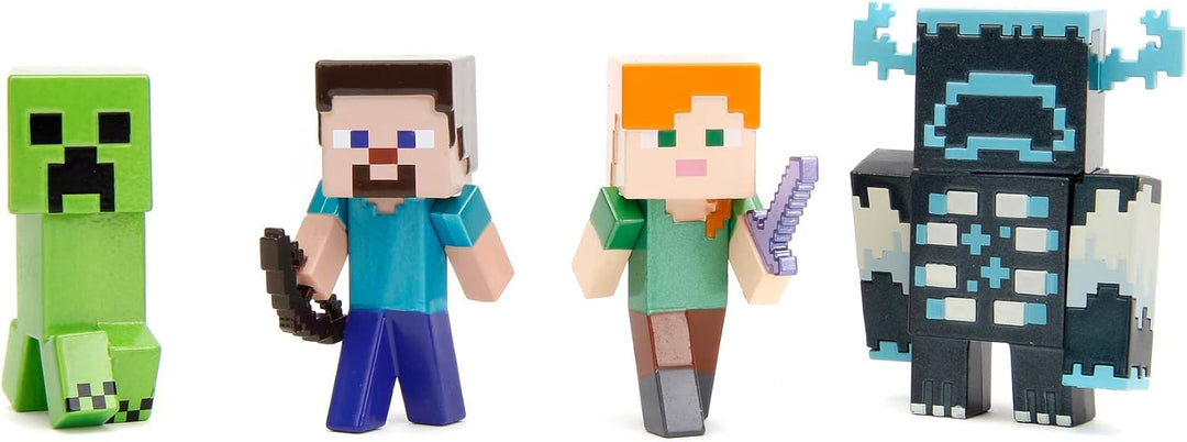 Jada Toys Minecraft Figuren-Set (4 Stück) aus Metall - Sammelfiguren aus Minecraft Caves & Cliffs (S