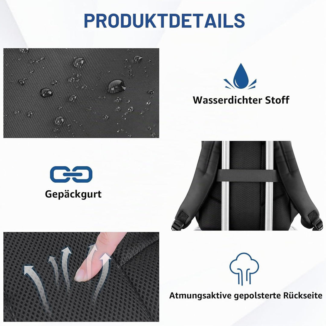 Dobaly Laptop Rucksack Wasserdicht für Damen &amp; Herren - Laptopfach Daypack für Arbeit Business Radfa