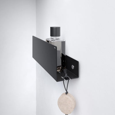 Keuco Duschablage aus Aluminium, schwarz, abnehmbarer Korb, Handtuchhaken und Ablaufschlitze, 32x9x1