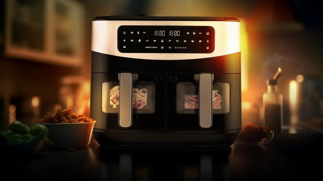 Fettfreie Fritteuse KALORIK AFT 3008 10L AIR FRYER DOPPELT 2600W FRITTEUSE mit Sichtfenster, Digital