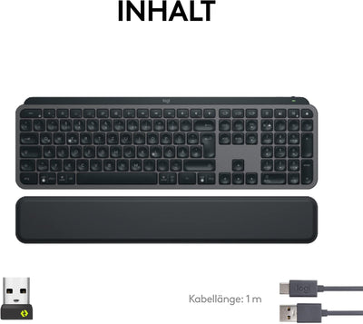 Logitech MX Keys S Plus kabellose Tastatur, Low Profile, Fluid Quiet Typing, Programmable, Backlight