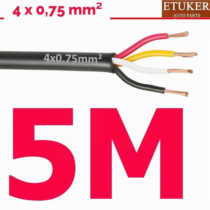 18Awg 4×0.75mm² Elektrischer Draht Kabel 4 adrig 5M Kupferkabel Fahrzeugkabel 4 polig Verlängerungsk