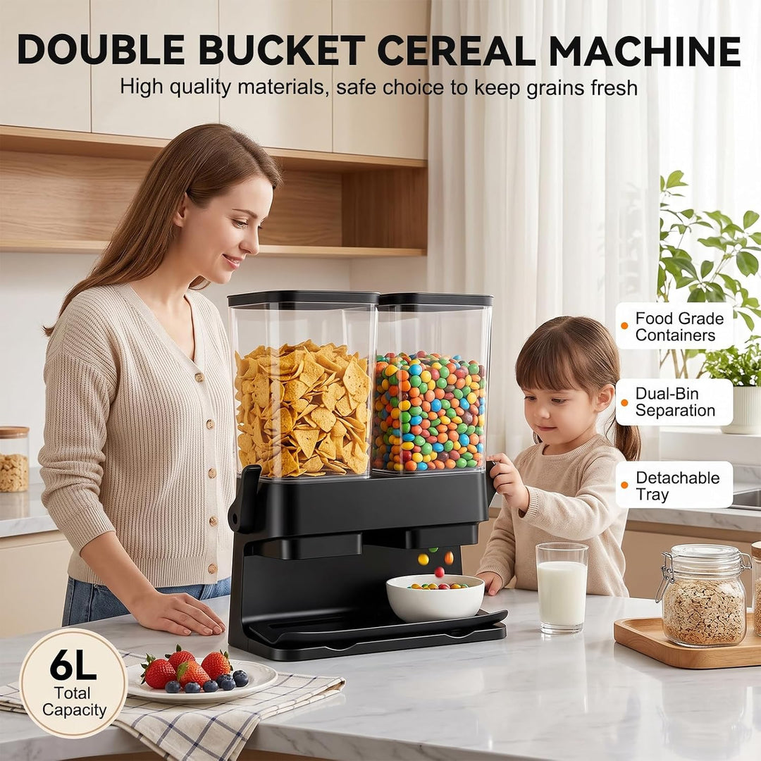 Müslispender 2er Pack, Müslispender doppelt,Doppelte 3L Luftdichte Müsli-Speicherkiste,Lebensmittels
