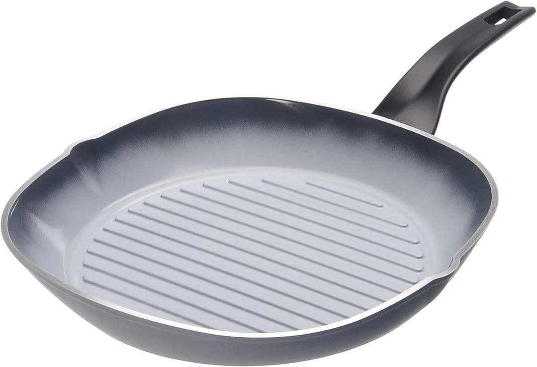 Moneta Aria Finegres Bistecchiera antiaderente Naturale 28cm, Alluminio, Grigio, anche per induzione