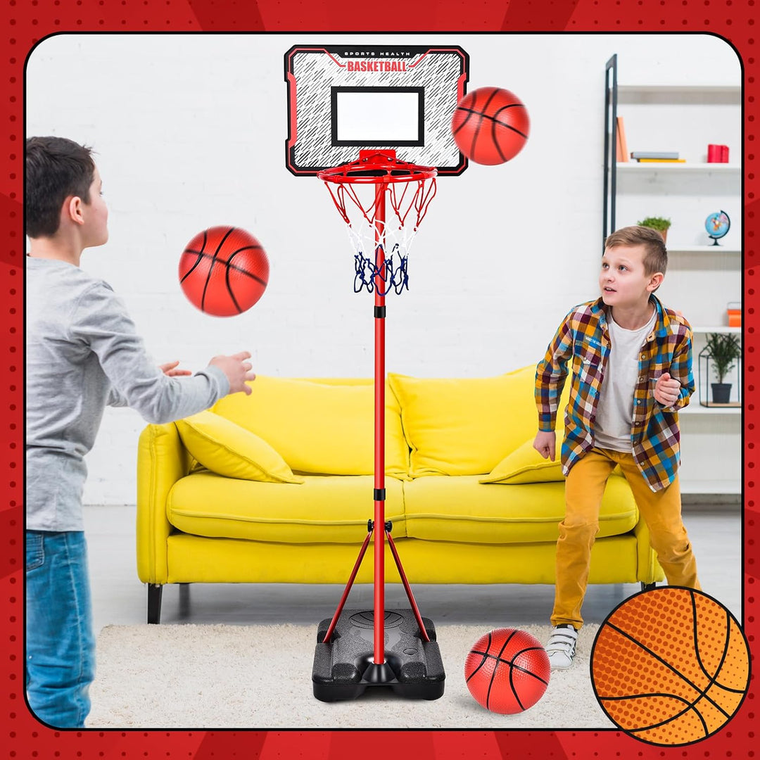 Herenear Basketballkorb für Kinder, Höhenverstellbar 107-193cm, Tragbar Indoor Outdoor, Kinderspielz