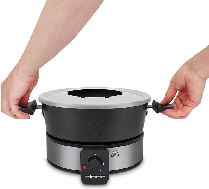 Cloer 6679 Fondue für 8 Personen, beschichteter Aluminiumtopf, inklusive Spritzschutz, 8 farbig mark
