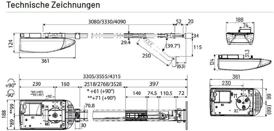 Marantec Comfort 280 Garagentorantrieb, Set inkl. 1 Handsender, elektrischer Torantrieb für Garagent