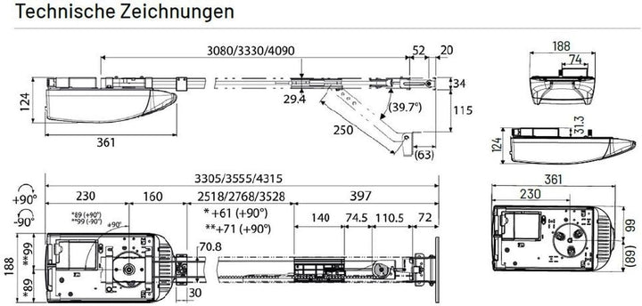Marantec Comfort 280 Garagentorantrieb, Set inkl. 1 Handsender, elektrischer Torantrieb für Garagent