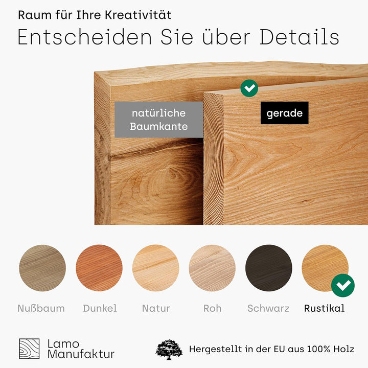 LAMO Manufaktur Wandregal Holz Gerade | Regal Farbe: Rustikal | Invisible: Schweberegal | 100 cm Inv