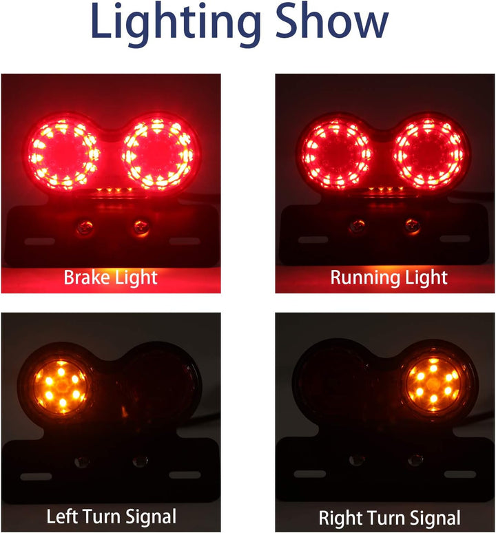 JMTBNO Motorrad Rücklicht LED Bremslicht Blinker Kennzeichnenleuchte mit Nummernschildhalter Univers