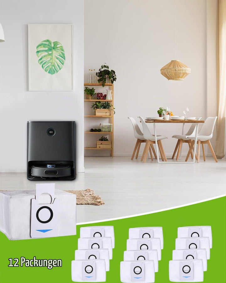 12 Stück Staubbeutel Zubehör für Ecovacs Deebot X1 Omni &amp; X1 e Omni,T20 omni,T20e Omni Absaugstation