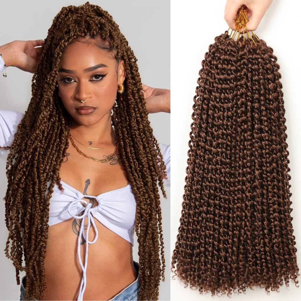 Passion Twist Hair, 7 Packungen 18-Zoll-Wasserwellen-Häkelhaar für langes böhmisches Haar Flechten v