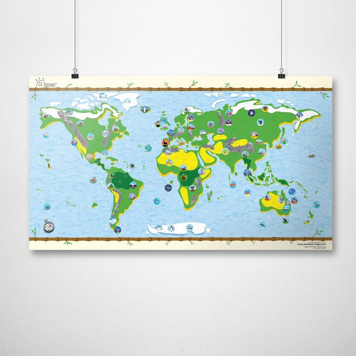 Weltkarte für Kinder | AWESOME MAPS | Verschenke die Karte zum Lernen & Entdecken - 97,5 x 56cm Post