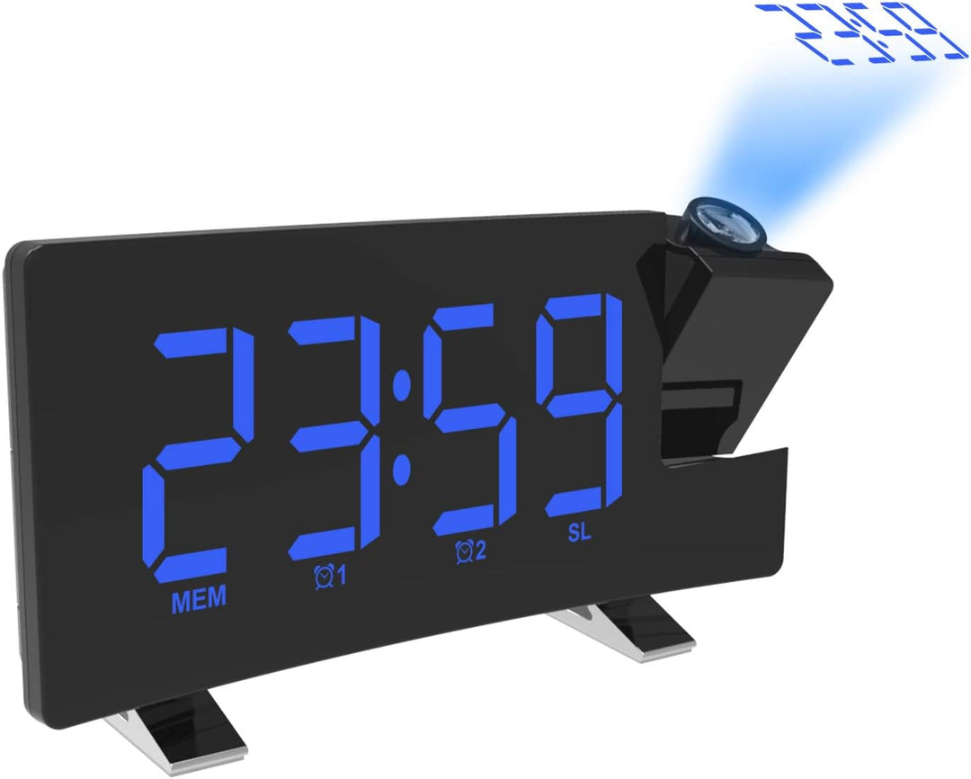 ThreeH Projektionsuhr UKW-Radiowecker mit USB-Ladegerät 5,5'' grosses LED-Display 2 Töne für Heavy S