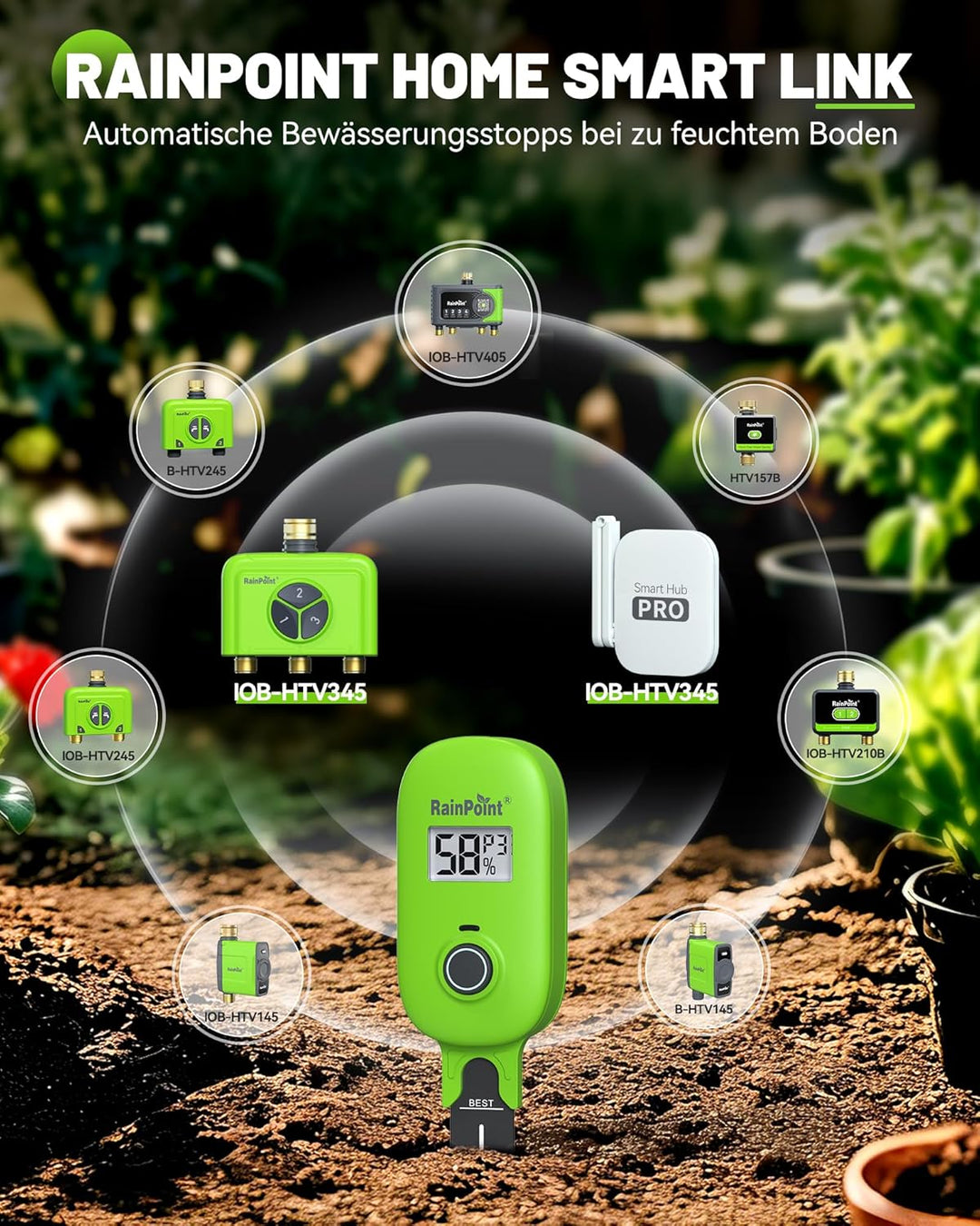 RAINPOINT Bewässerungscomputer WLAN 3 Zonen mit Hub, Messing EIN- und Ausgang, App- & Sprachsteuerun