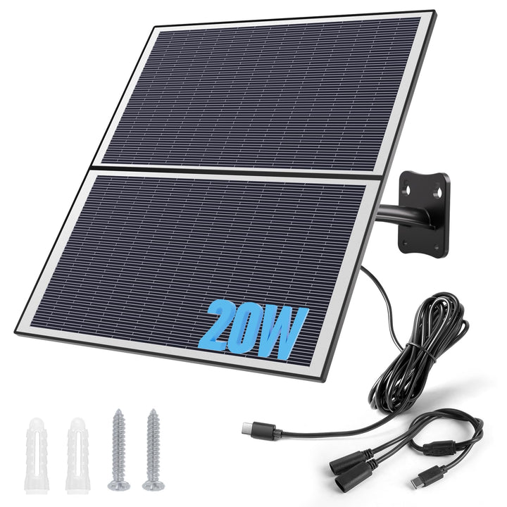 Xega 20W Solarpanel für Akku Überwachungskamera Aussen, Type-C Schnittstelle, für Solar IP Kamera, (