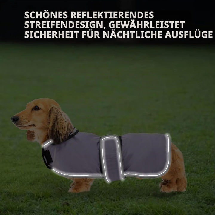 Geyecete Hunde Regenmantel,Einstellbar Wasserdicht Hundejacke für Dackel,Regenmantel mit reflektiere