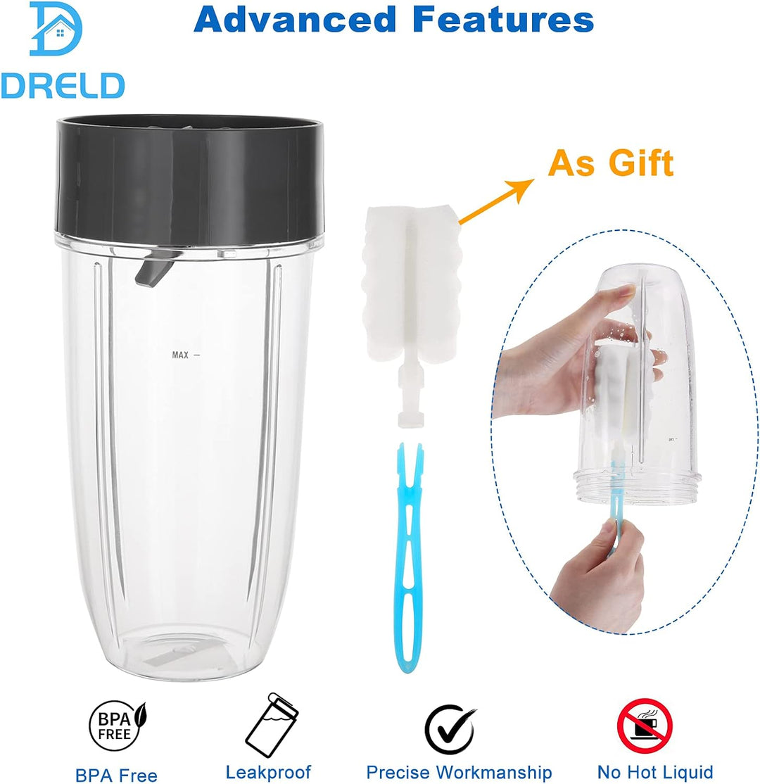 DRELD 5 Stück Mixer Ersatzteile Kompatibel mit NutriBullet Entsafter 600 W/900 W Mixer, mit 1×32oz B