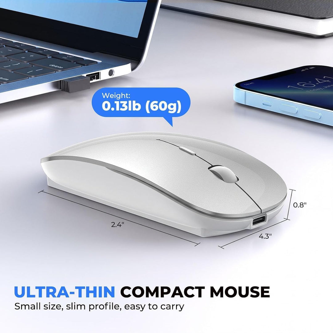 RaceGT Bluetooth Maus USB C Aufladbar, (BT5.4 + USBA+USBC) Mouse Kabellos Beidhändig Leise Ergonomis