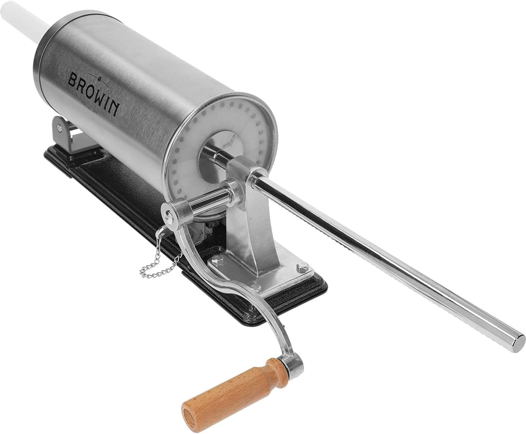Browin 311003 Waagerechter 3 kg, Wurstmaschine Wurstfüllmaschine Manuell Wurstfüller, Edelstahl, 3 k