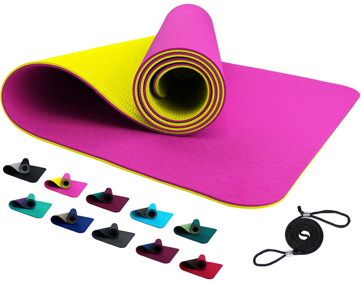 FLXYA Phtalatfreie TPE Yogamatte Trainingsmatte 183 x 61 x 0,6 cm, optional mit NBR Yoga Pad 25 x 61