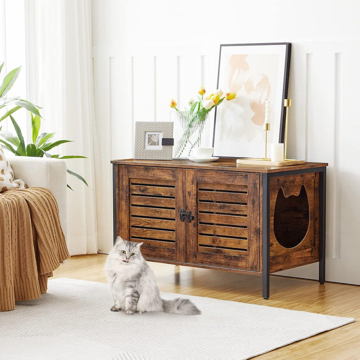 HOOBRO Katzenhaus, Katzenschrank für Katzentoilette, Katzenklo Schrank, Katzenhaus Katzen-Möbel mit