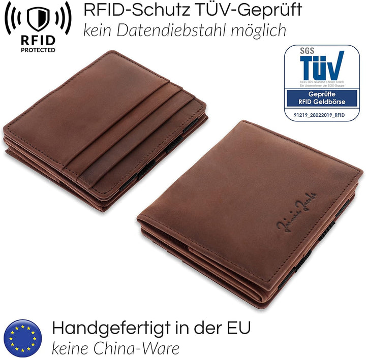 Jaimie Jacobs Flap Boy mit Gravur - Das Original - Magischer Geldbeutel mit Münzfach RFID-Schutz Ges