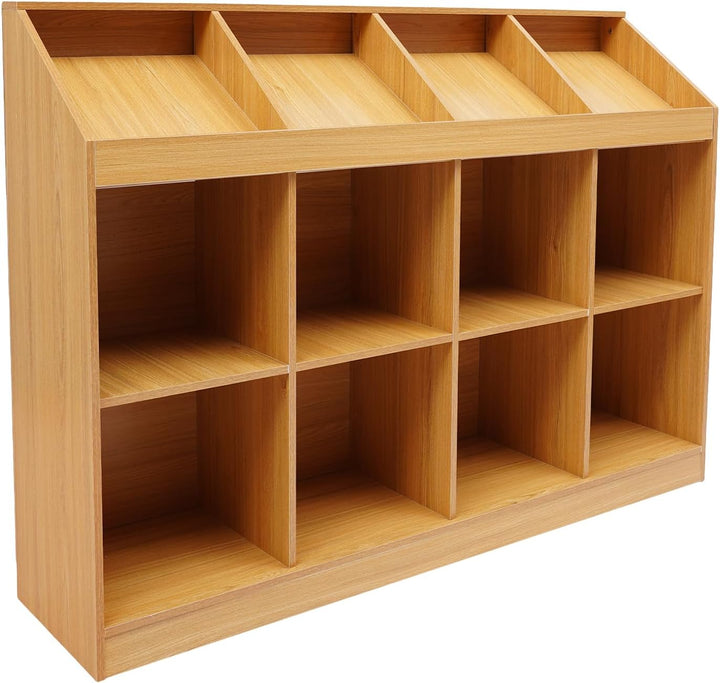 12 Fächer Holzregal, Kinder Bücherregal, Bookshelf 49.6x11.8x38.6inch | Bücherregale Tragfähigkeit 5