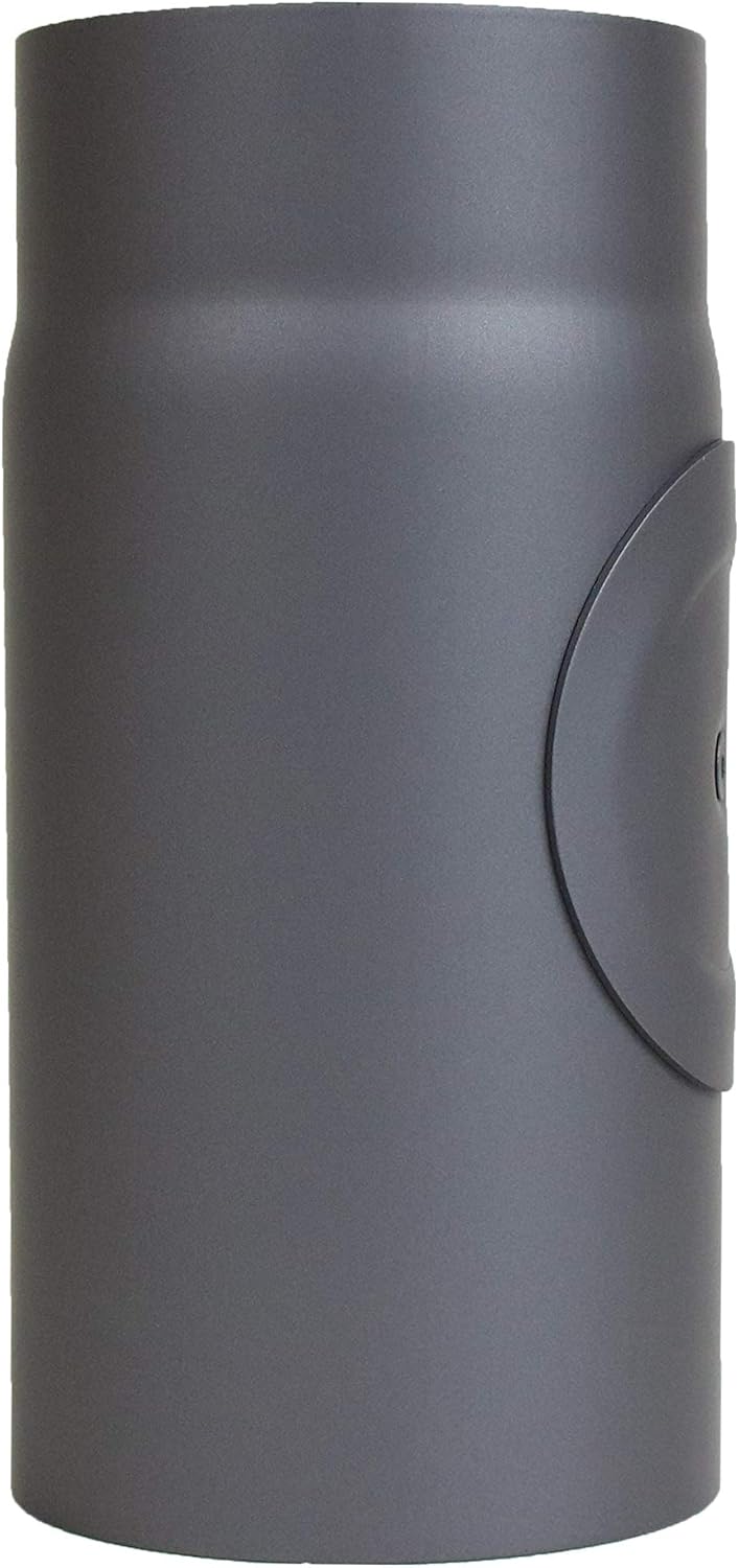 LANZZAS Ofenrohr 250 mm Verlängerung mit Tür - im Durchmesser Ø 120 mm - Farbe: gussgrau - Rauchrohr