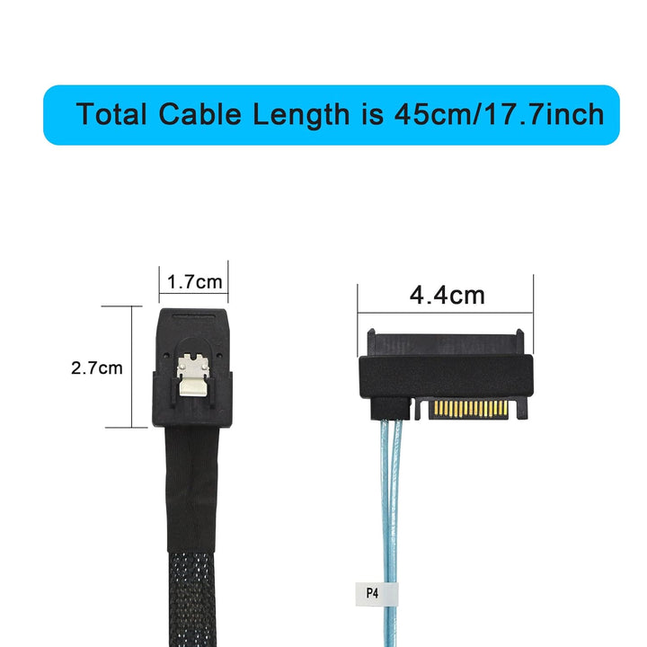 GINTOOYUN Mini SAS auf SAS Kabel 36 Pin SFF-8087 auf 4 SFF-8482 29 Pin Kabel mit SATA Power für SAS