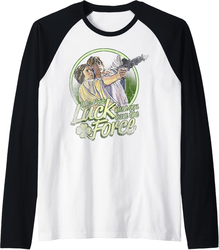 Star Wars St. Patrick's Day Luke & Leia Wer braucht Glück Raglan