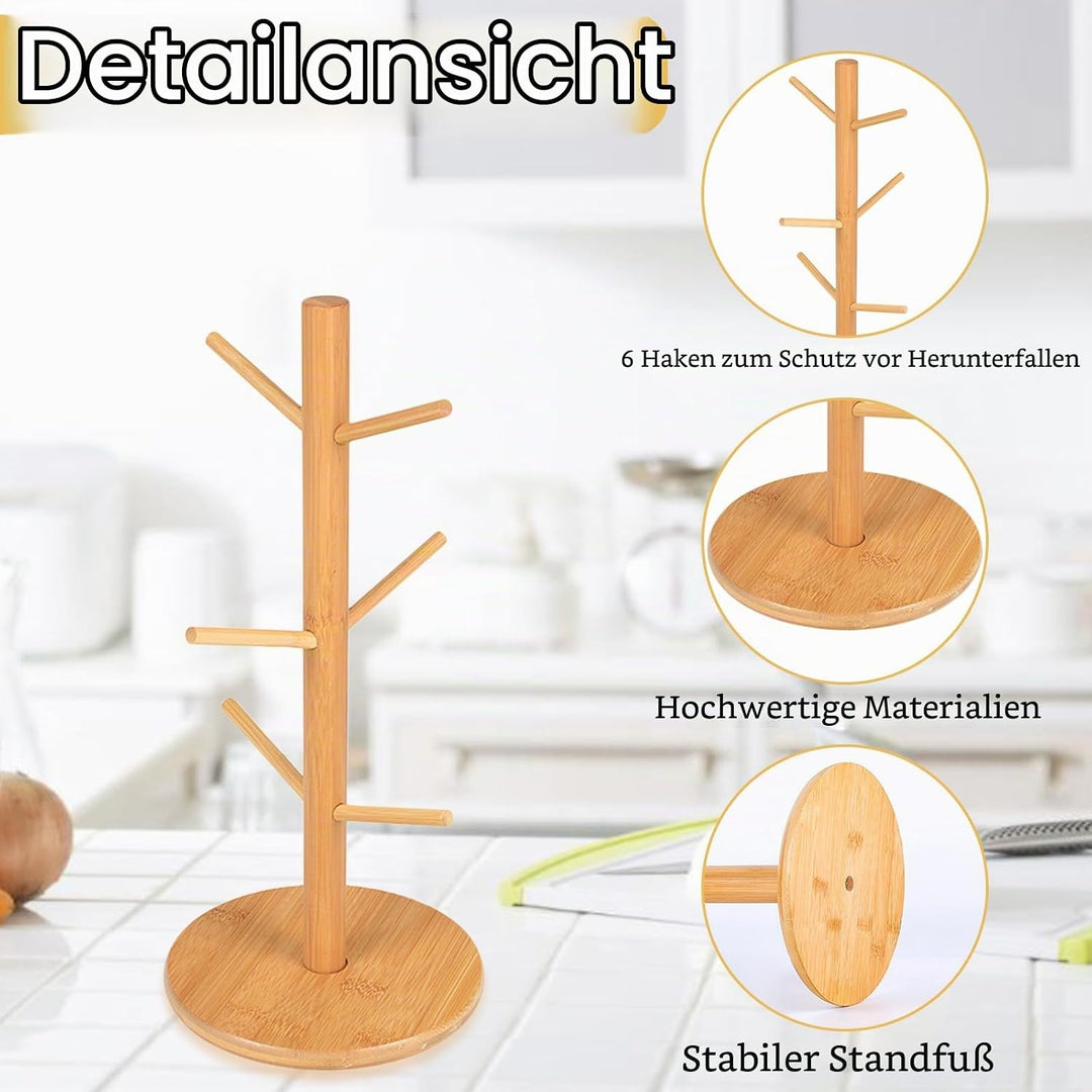 2 Stück Brezelständer Holz, 16x36cm Brezenständer 6-armig Vielseitig als Tassenständer Wurstständer