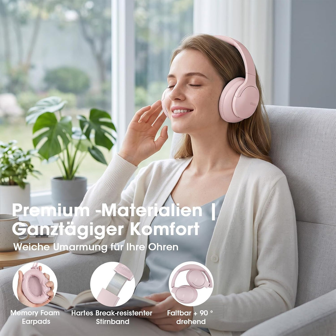 DOQAUS Kopfhörer Kabellos Bluetooth [Bis zu 90 Std] Bluetooth Kopfhörer Over-Ear mit 3 EQ-Modi, HiFi