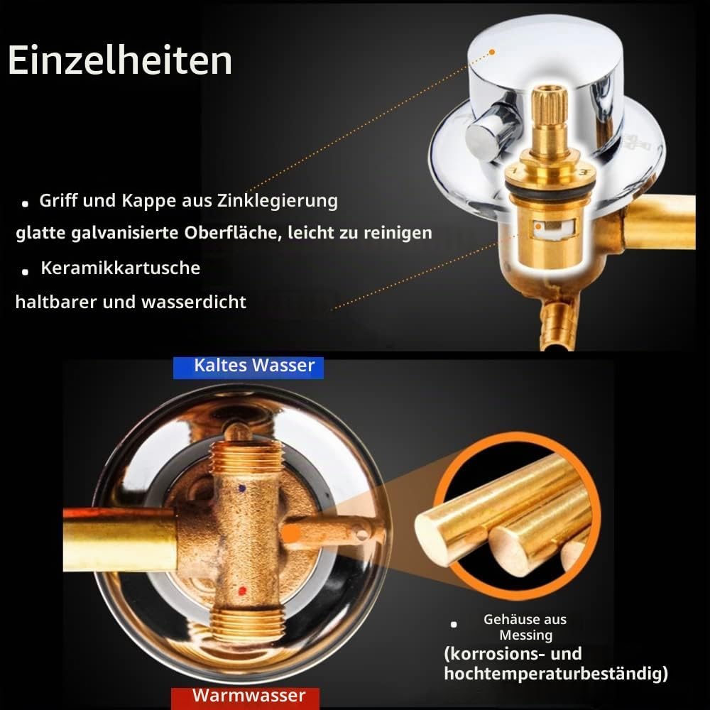 AFUDER Wandmontage Dusche Zimmer 2/3/4/5 Wege Wasserauslass Messing Dusche Wasserhahn Schraube oder
