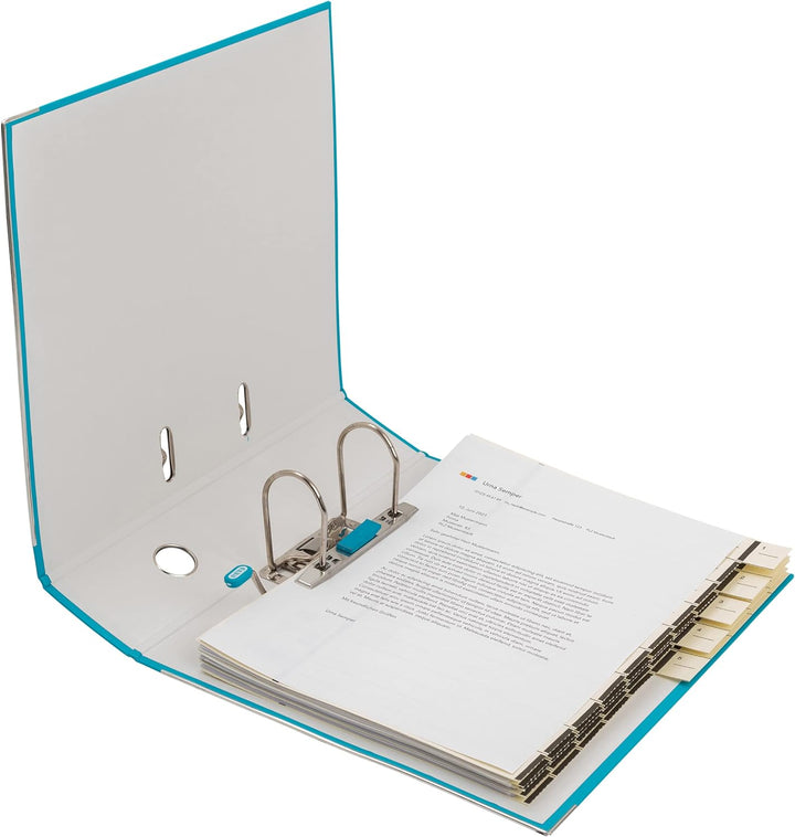 Elba Ordner A4, Smart Pro, 8 cm breit, Kunststoff aussen, türkis, 10 Stück türkis A4, breit, türkis