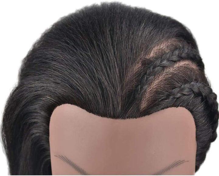Afro-Mannequin-Kopf aus 100% Echthaar, Friseur-Trainingskopf für Kosmetologie, Puppenkopf (Tischklem