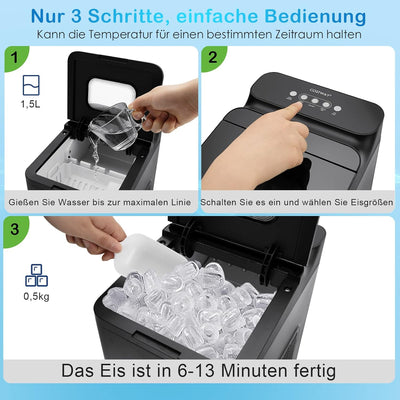 GOPLUS Elektrischer Eiswürfelzubereiter, Ice Maker 12kg/24H, Tragbare kompakte Eismaschine mit Selbs