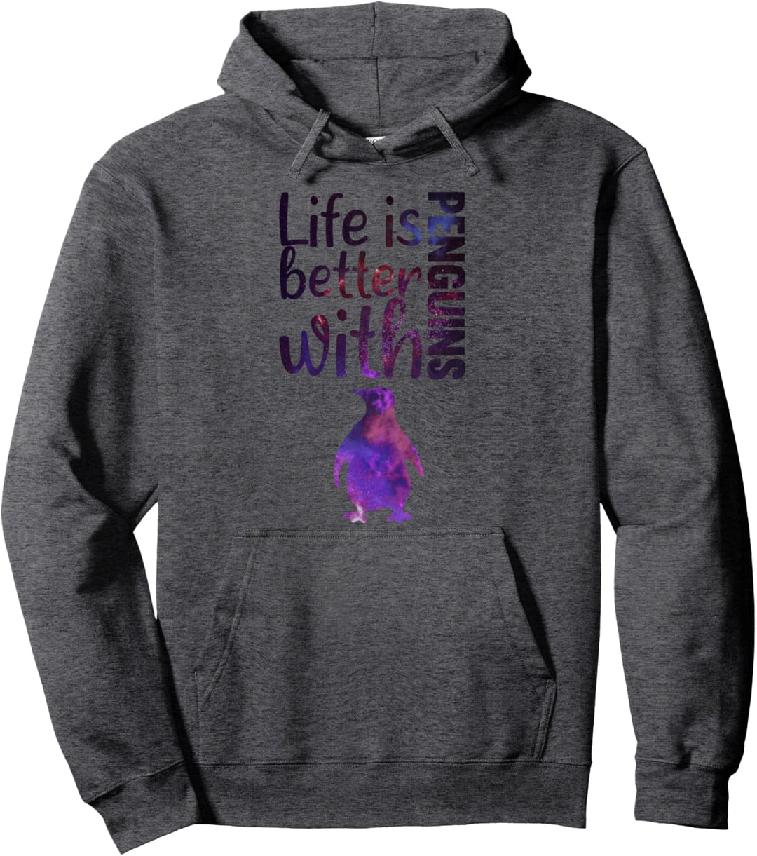 Life Is Better With Penguins Galaxy Space Penguin Pullover Hoodie