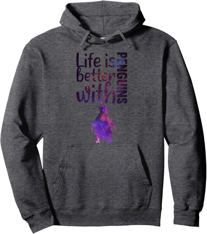 Life Is Better With Penguins Galaxy Space Penguin Pullover Hoodie