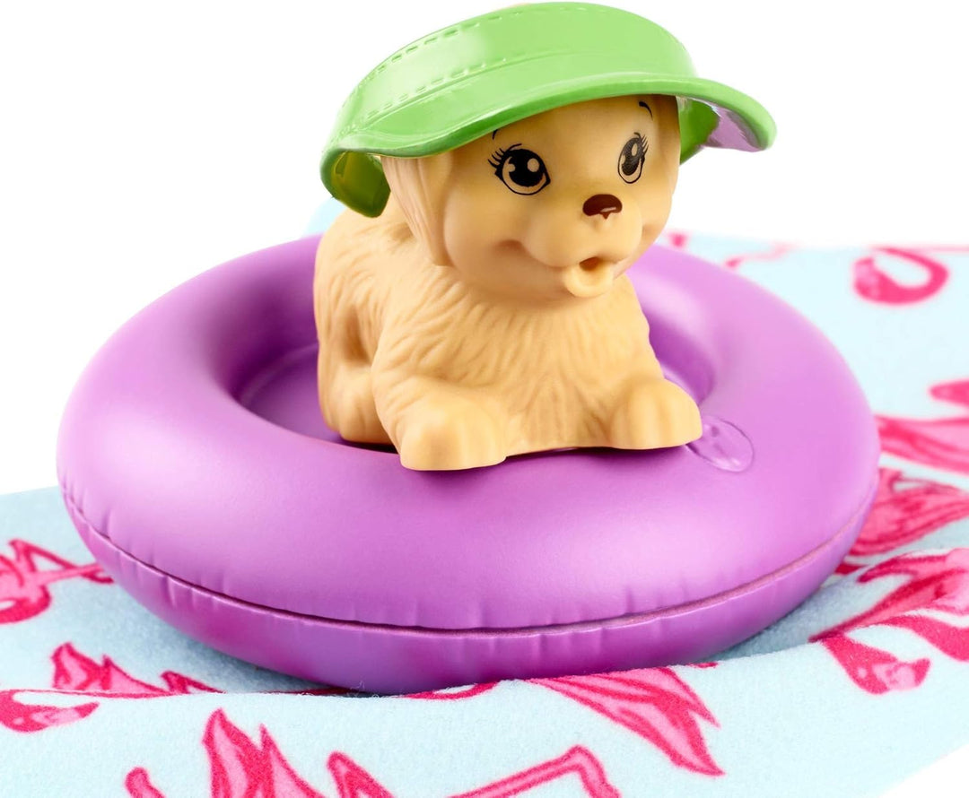 Barbie Möbel-Spielset Outdoor mit Donut-Schwimmring Donut Schwimmring mit Hund, Donut Schwimmring mi