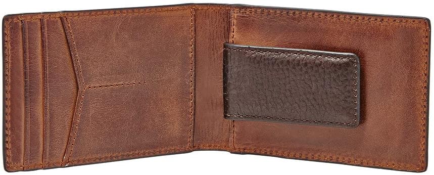 Fossil Herren Quinn Leder Trifold Geldbörse 8,5 cm L x 2 cm B x 10 cm H Braun, Braun