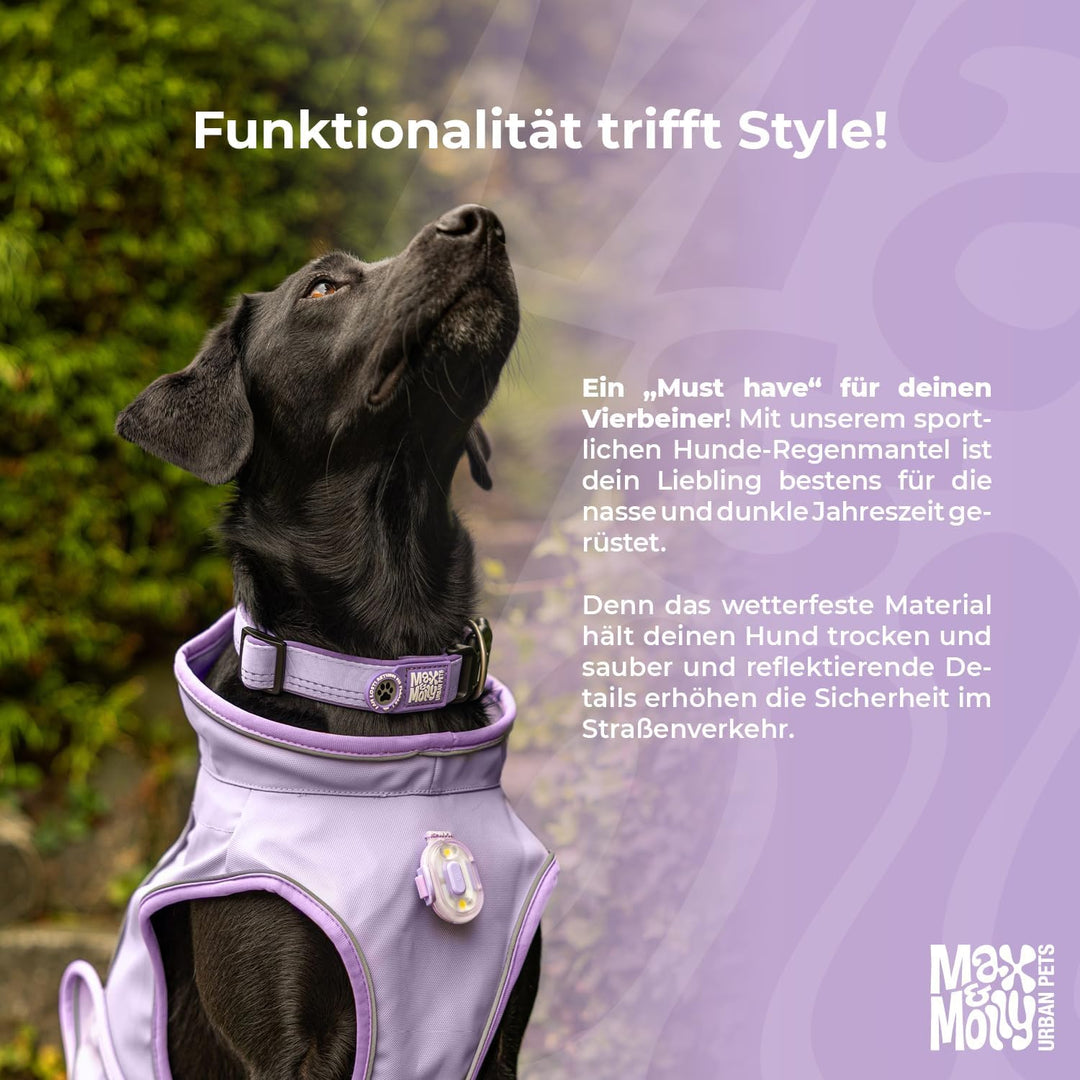 Max & Molly Regenmantel Hund wasserdicht, M, Schwarz, Sportliche Regenjacke für Hunde mit verstellba