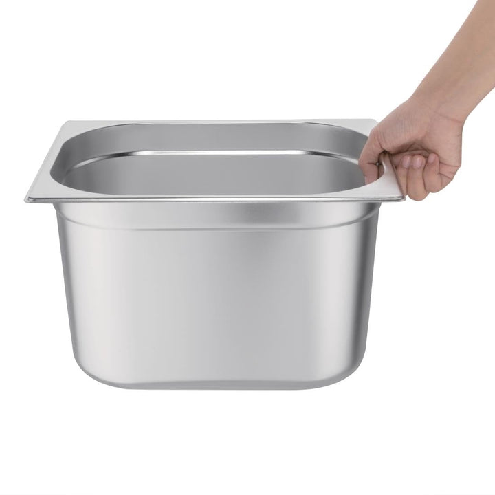 Vogue Gastronorm-Pfanne 1/2, Edelstahltablett, Tiefe: 200 mm, Fassungsvermögen: 12 Liter, Behälter f