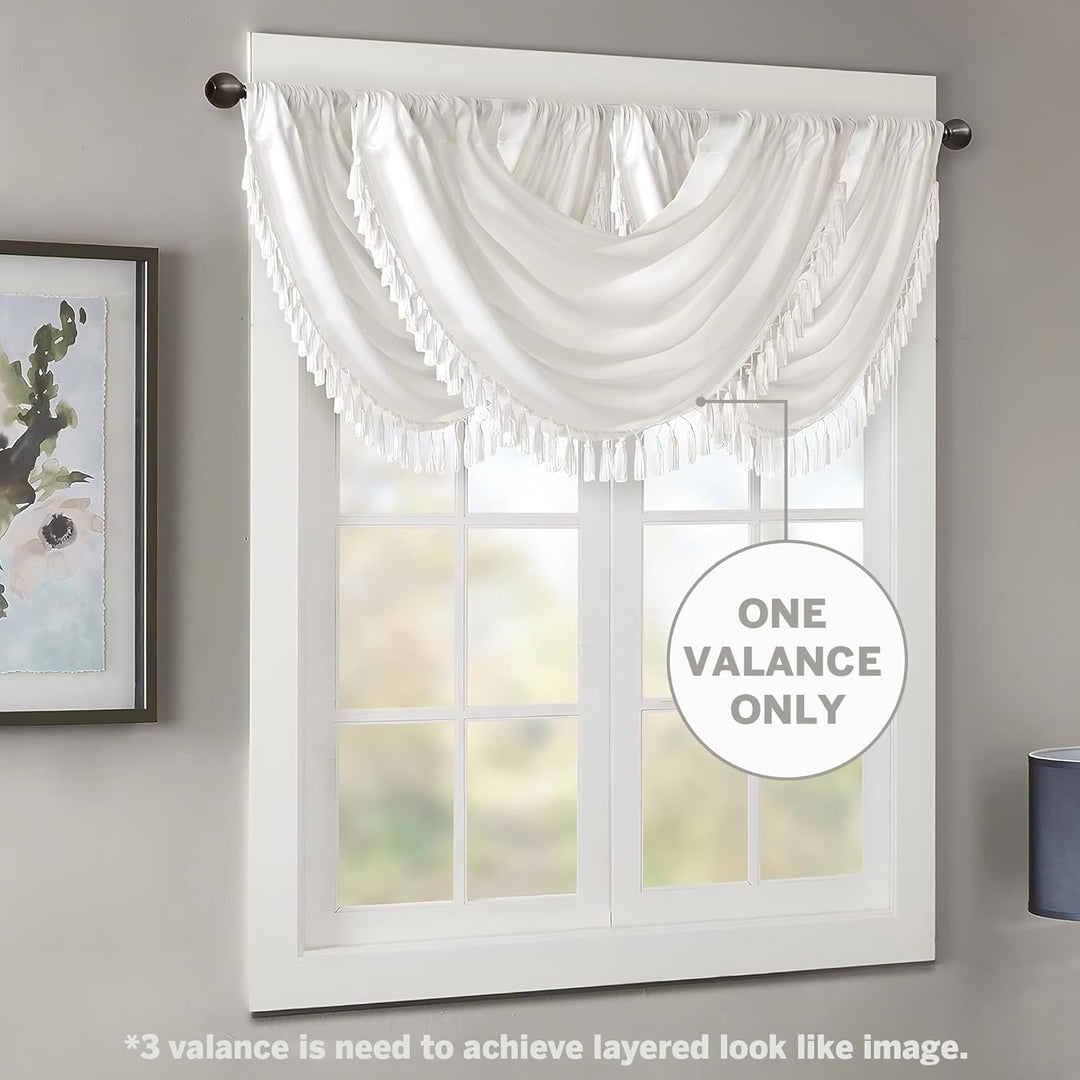JLA Home INC Madison Park Elena Volant mit Wasserfall-Verzierung, Kunstseide, Volant für Fenster, 96